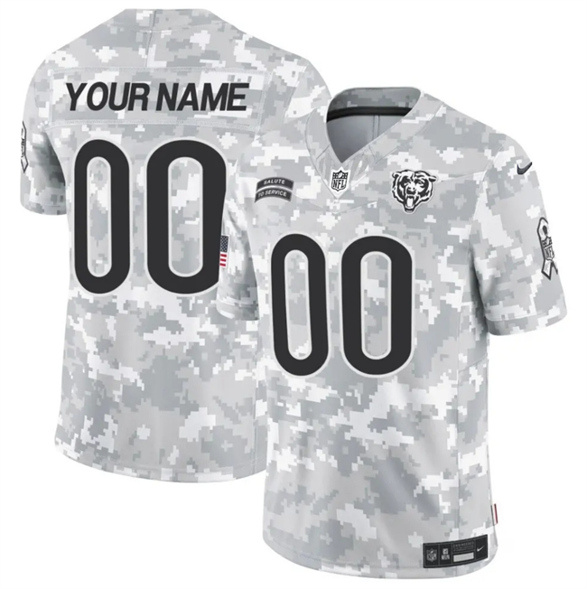 Men's Chicago Bears Active Player Custom 2024 F.U.S.E Arctic Camo Salute to Service Limited Football Stitched Jersey